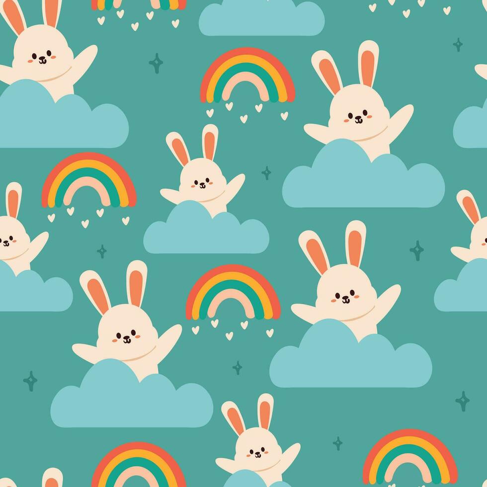 seamless pattern cartoon bunny. cute animal wallpaper for textile, gift