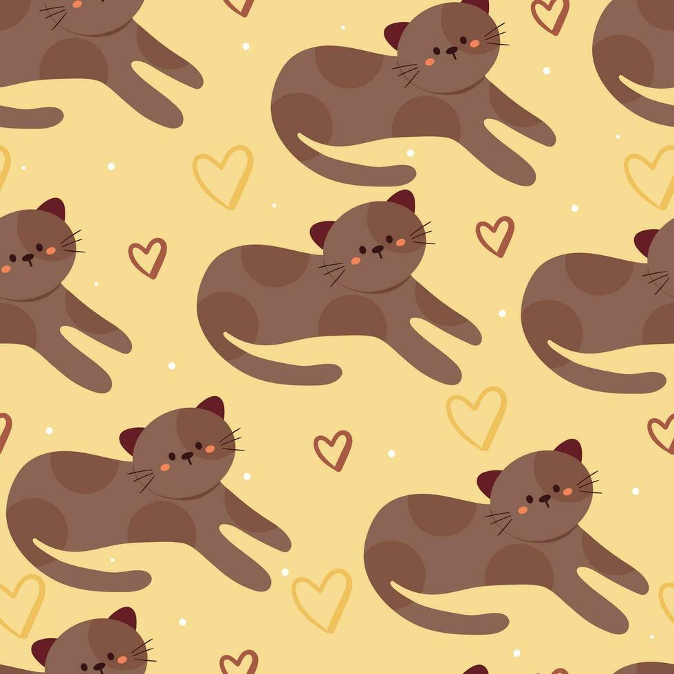 seamless pattern cartoon cat. cute animal wallpaper for textile, gift wrap paper vector