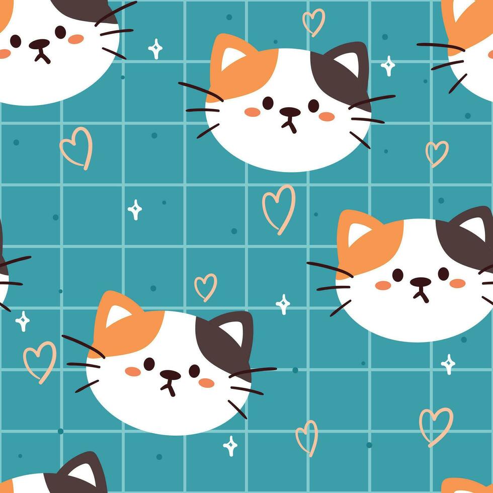 seamless pattern cartoon cat. cute animal wallpaper for textile, gift wrap paper vector