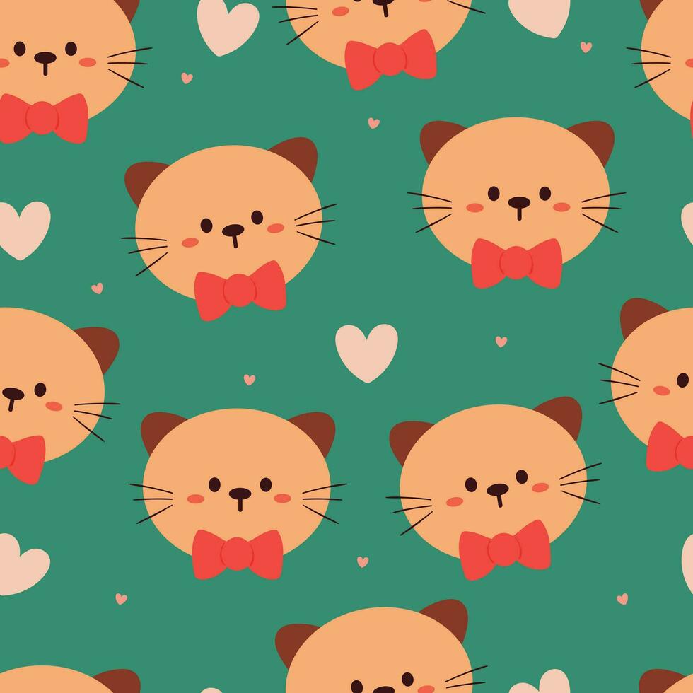 seamless pattern cartoon cat. cute animal wallpaper for textile, gift wrap paper vector