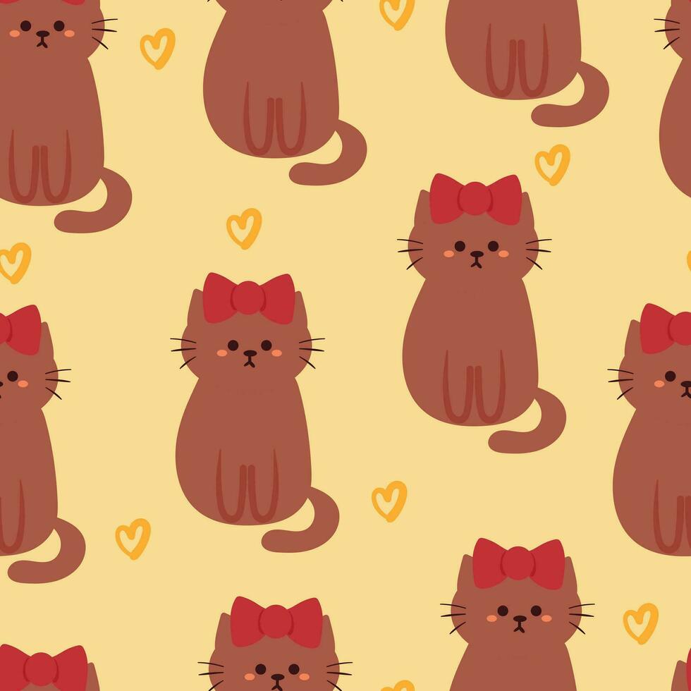 gato de dibujos animados de patrones sin fisuras. lindo papel tapiz de animales para textiles, papel de regalo vector