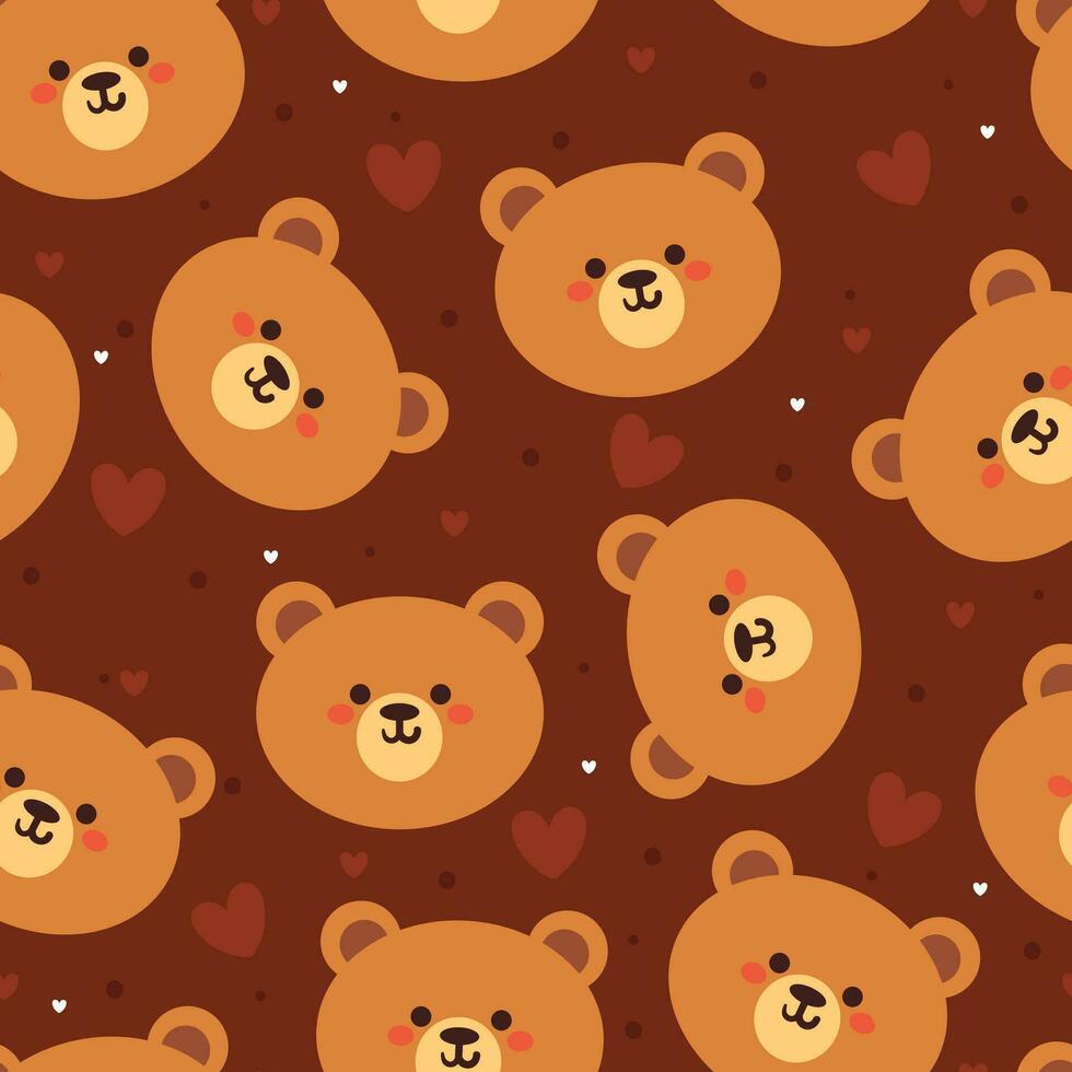 seamless pattern cartoon bears. cute animal wallpaper illustration for gift wrap paper vector