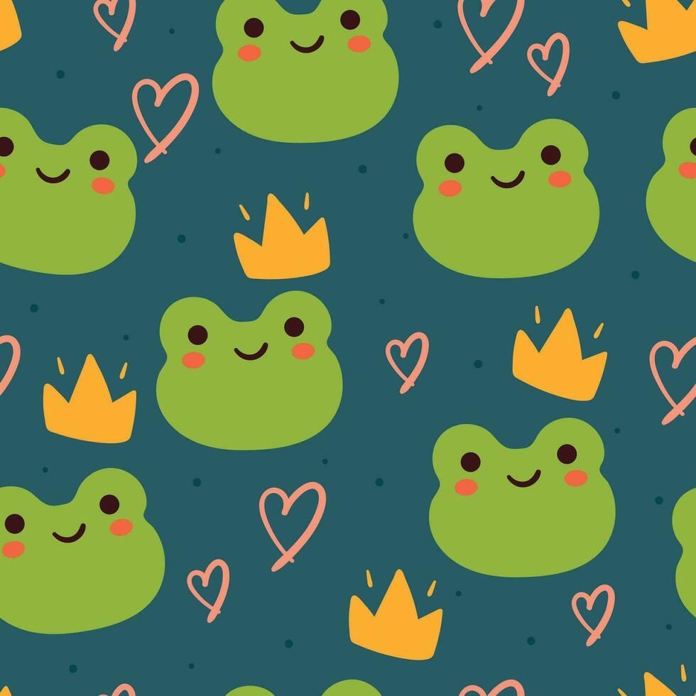 seamless pattern cartoon frog. cute wallpaper for kids, gift wrap paper ...