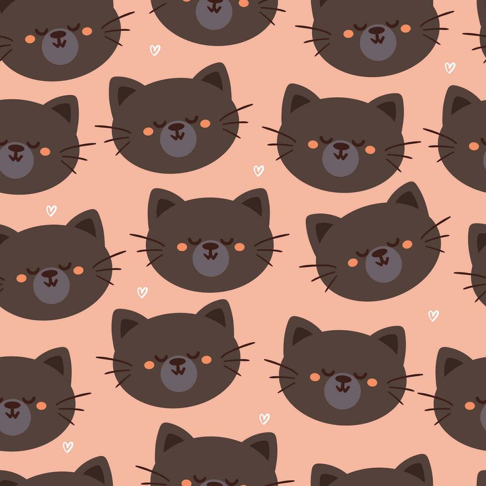 seamless pattern cartoon cat. cute animal wallpaper for textile, gift wrap paper vector