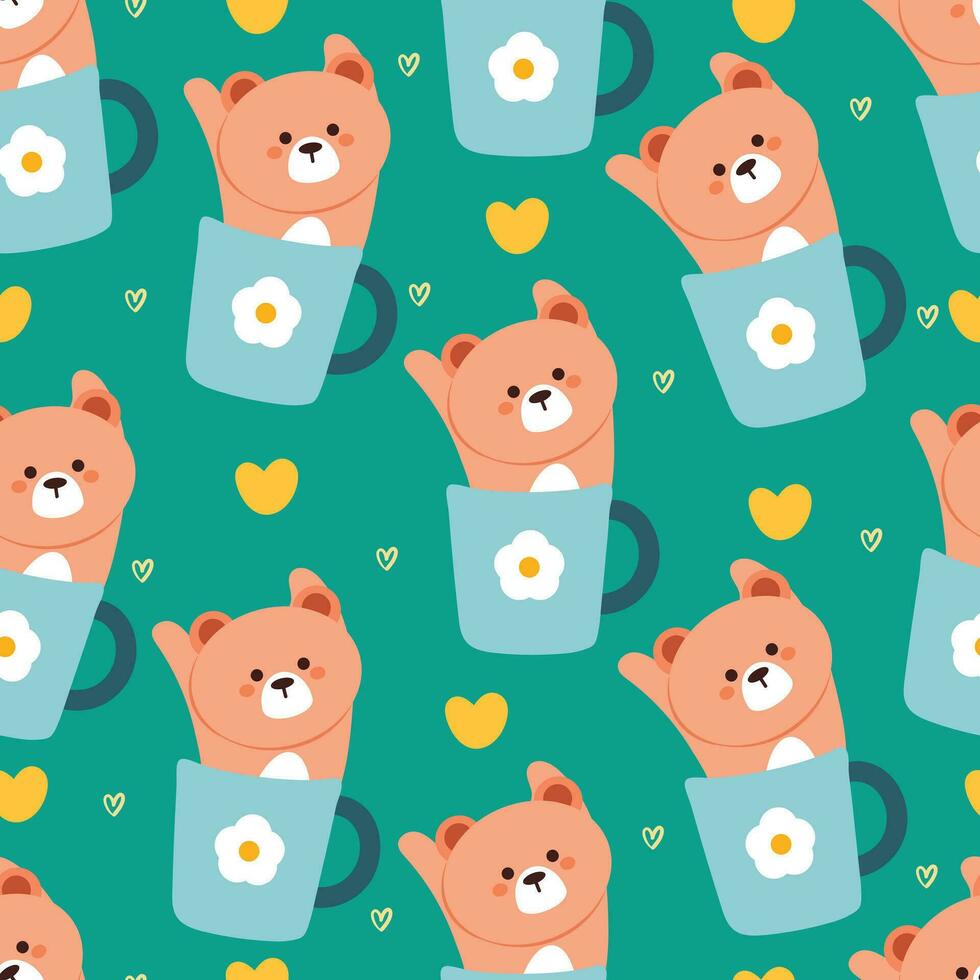 seamless pattern cartoon bears. cute animal wallpaper illustration for gift wrap paper vector