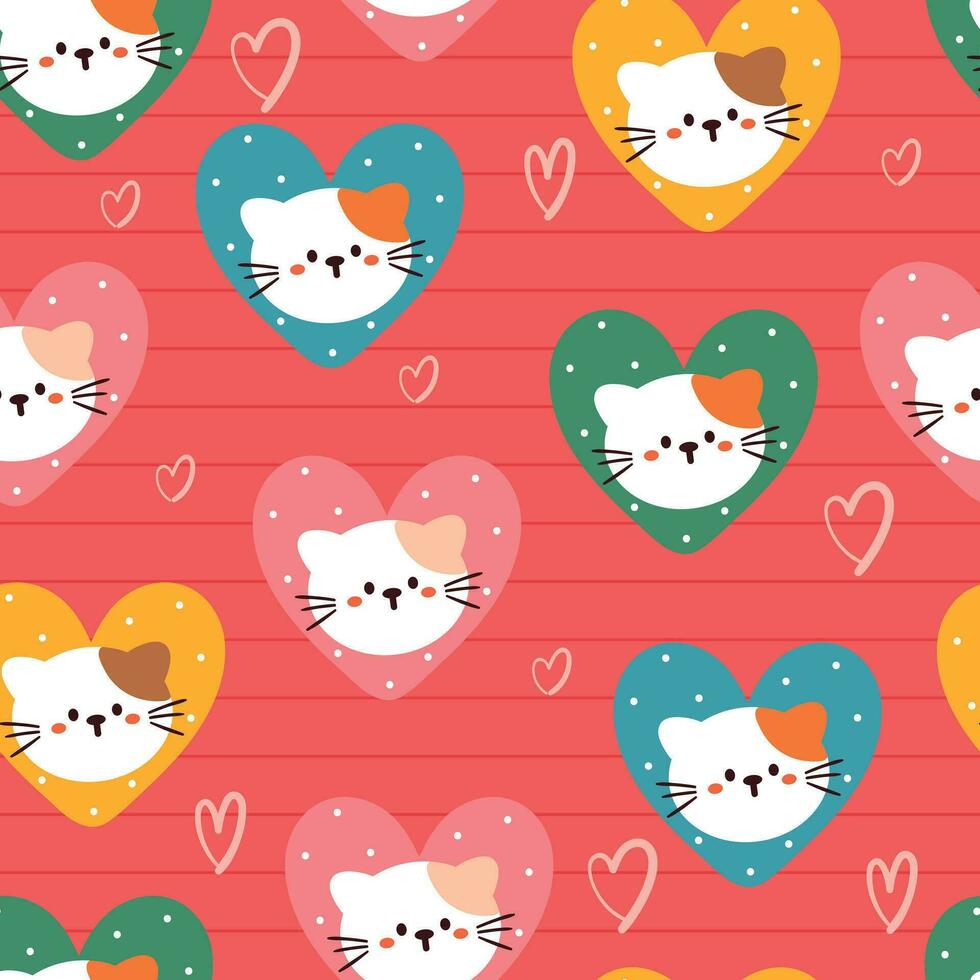 seamless pattern cartoon cat. cute animal wallpaper for textile, gift wrap paper vector