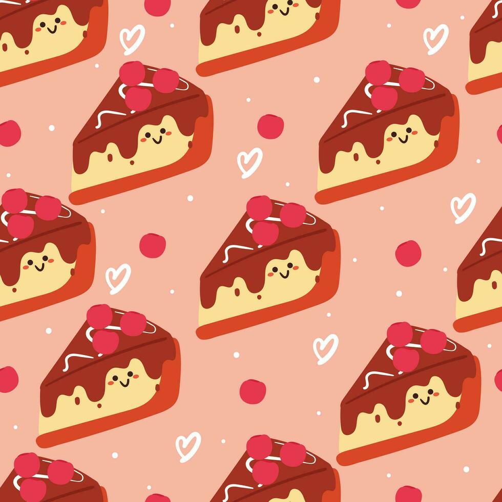 seamless pattern cartoon cute dessert character. cute food wallpaper for textile, gift wrap paper vector