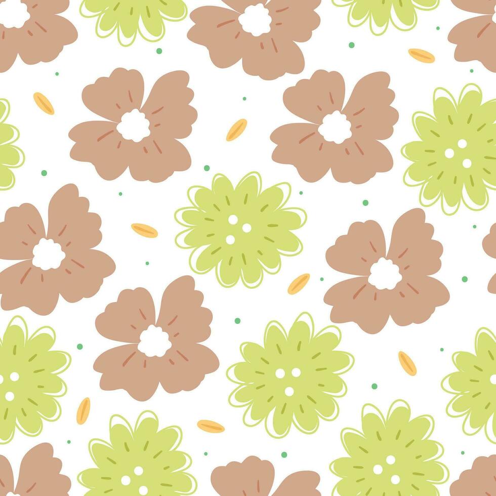 seamless pattern cartoon flower and leaves. botanical wallpaper for textile, gift wrap paper vector