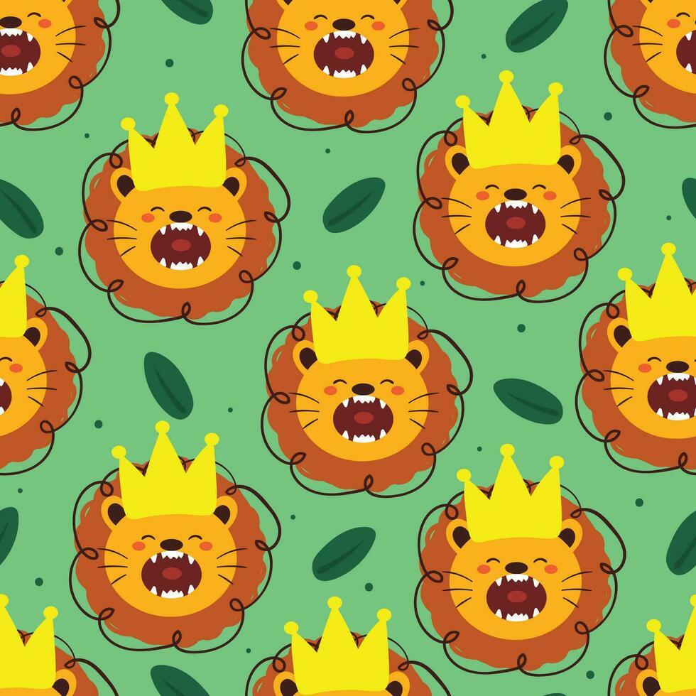 seamless pattern cartoon lion. cute animal wallpaper for textile, gift wrap paper vector