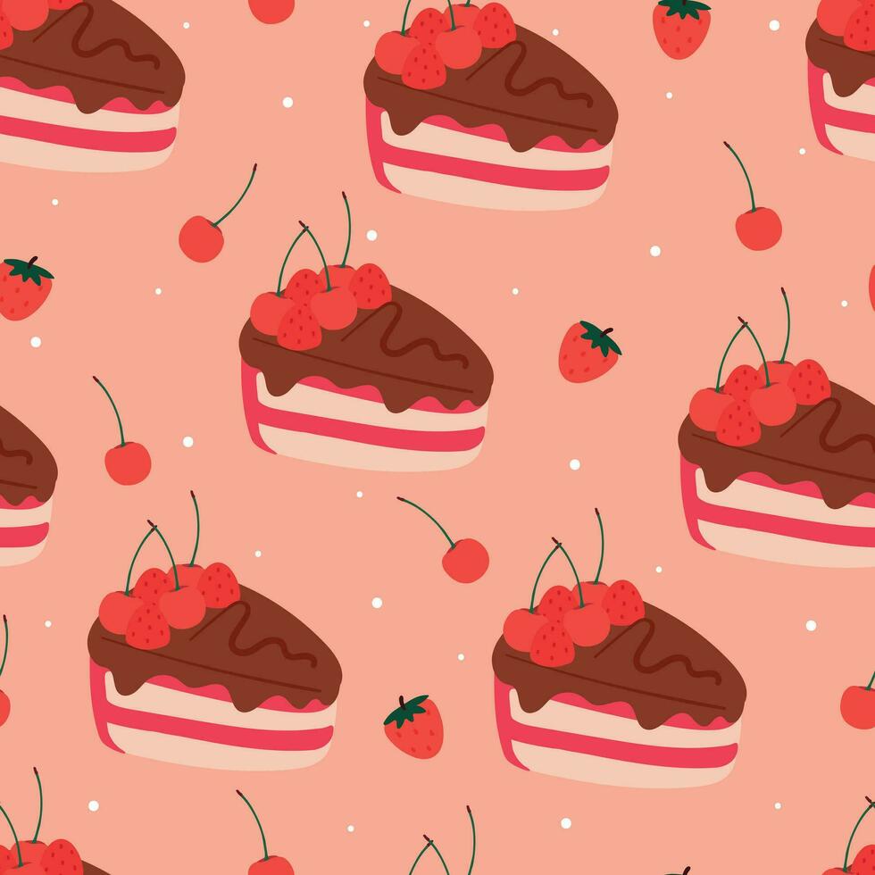 seamless pattern cartoon cute dessert character. cute food wallpaper for textile, gift wrap paper vector