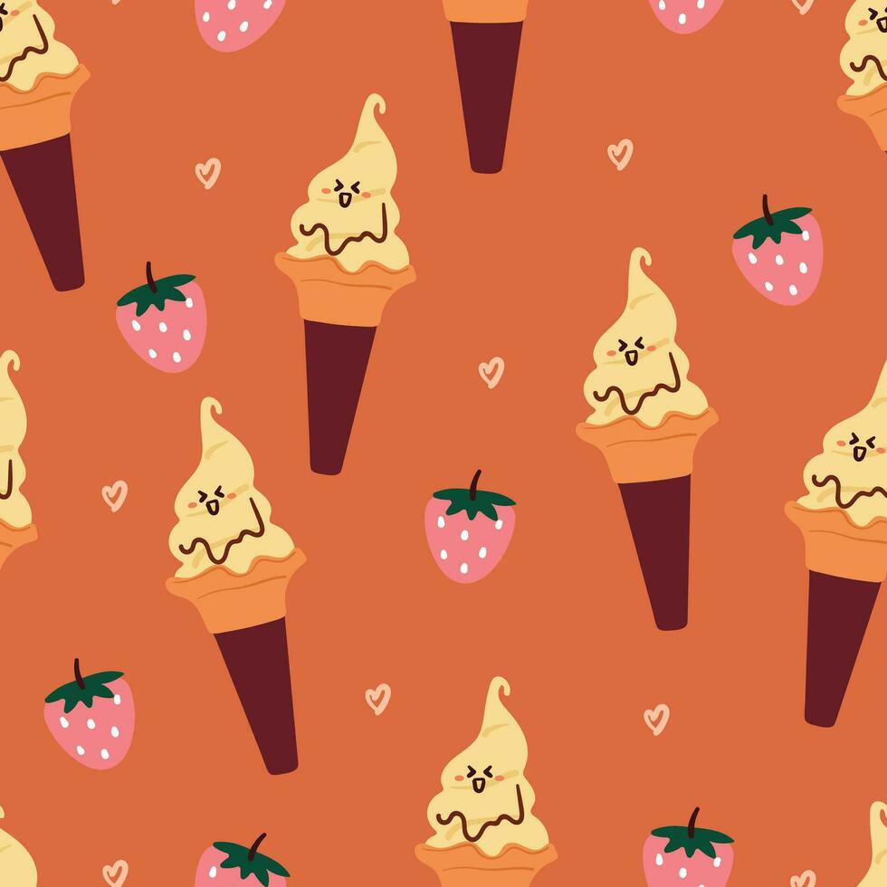 seamless pattern cartoon cute dessert character. cute food wallpaper for textile, gift wrap paper vector