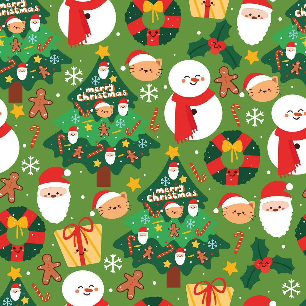 seamless pattern cartoon christmas element. cute christmas wallpaper for gift wrap paper, background vector