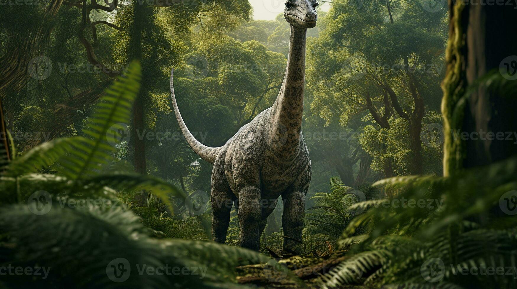foto de brontosaurio rex en el selva. generativo ai