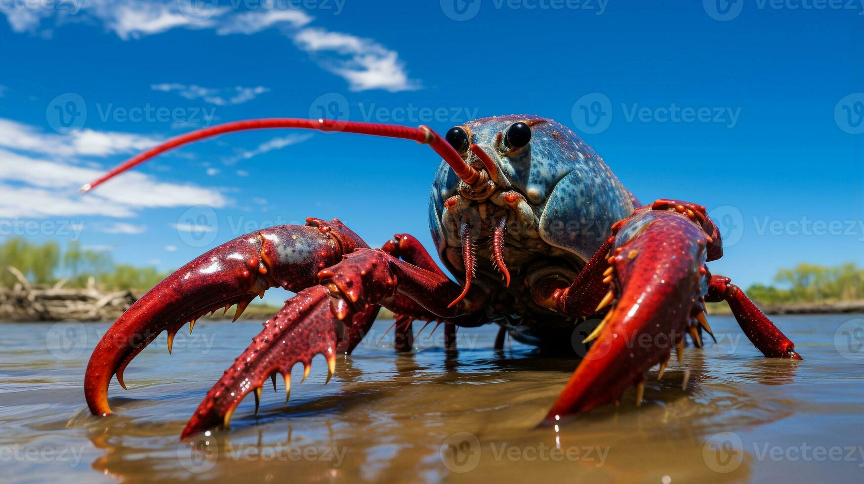 Photo of a Yabby under Blue Sky. Generative AI