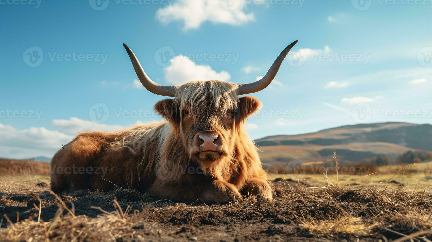 Photo of a Yak in the Farmland. Generative AI