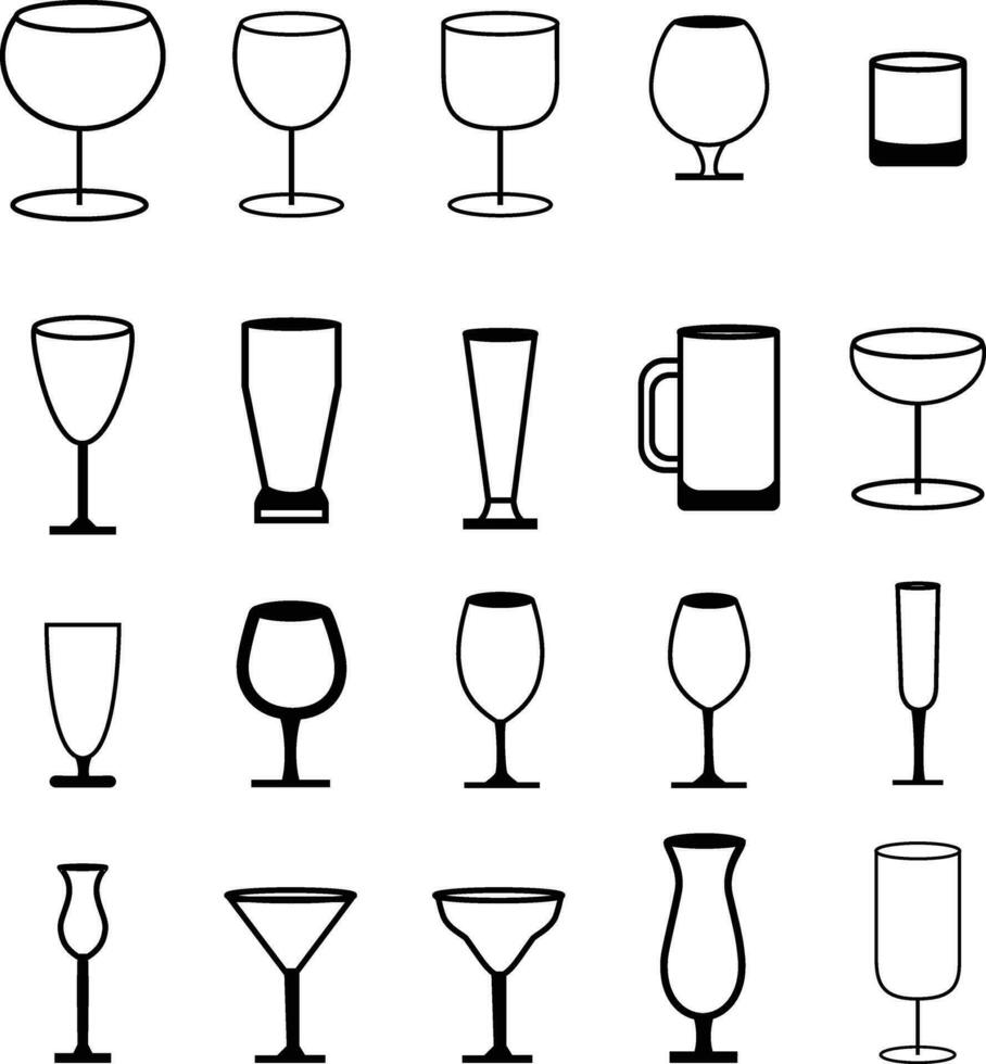 un colección de 25 diverso vector lentes para tu diseño necesidades, conjunto de 25 vector vaso