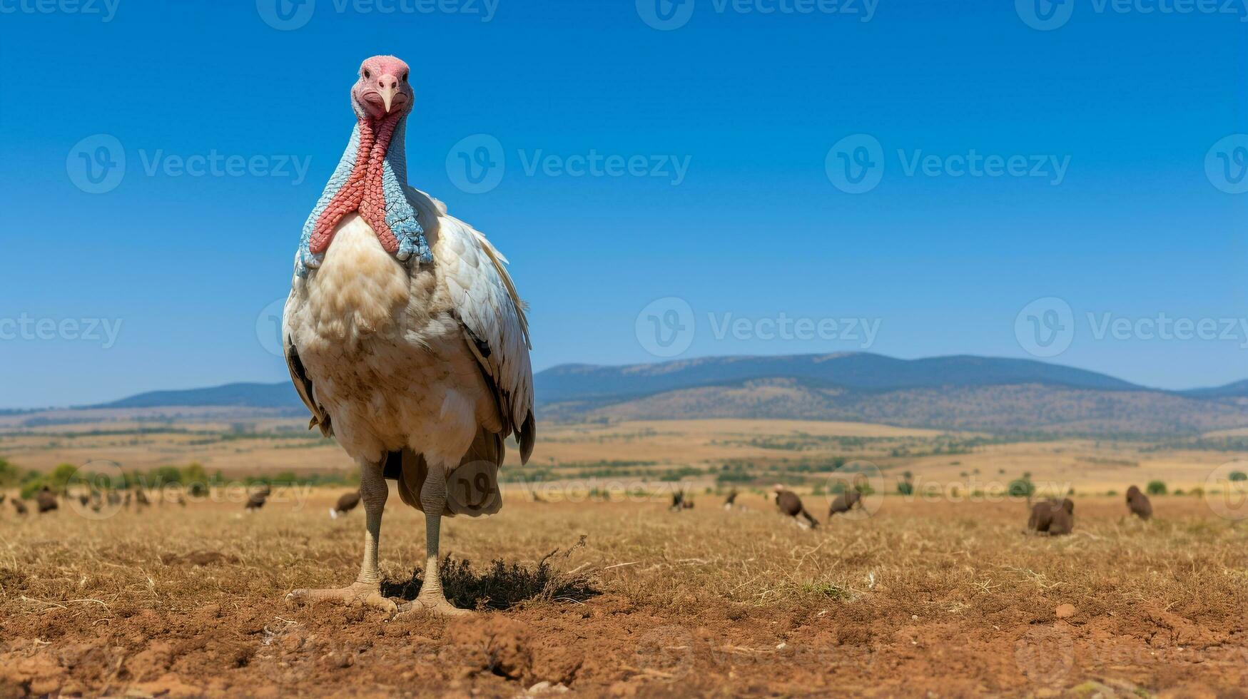 Photo of a Turkey in the Farmland. Generative AI