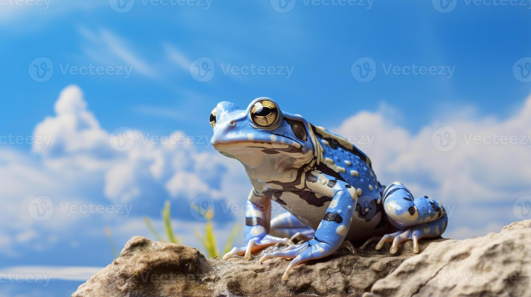 Photo of a Xenopus frog under Blue Sky. Generative AI