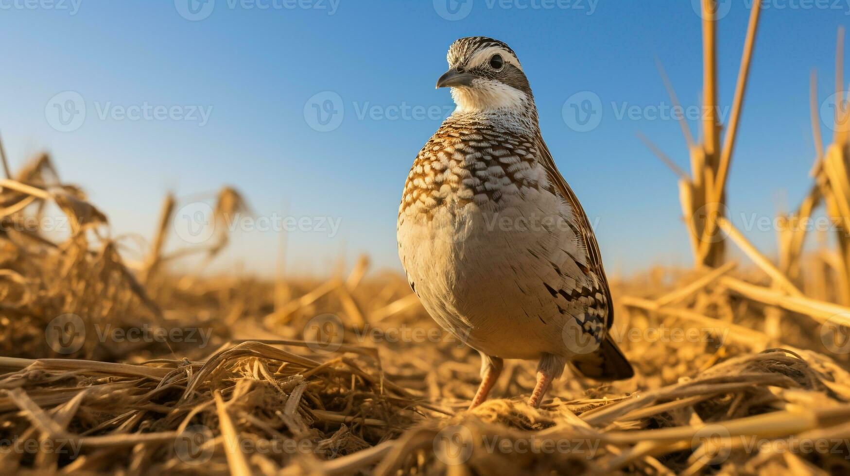 Photo of a Quail in the Farmland. Generative AI