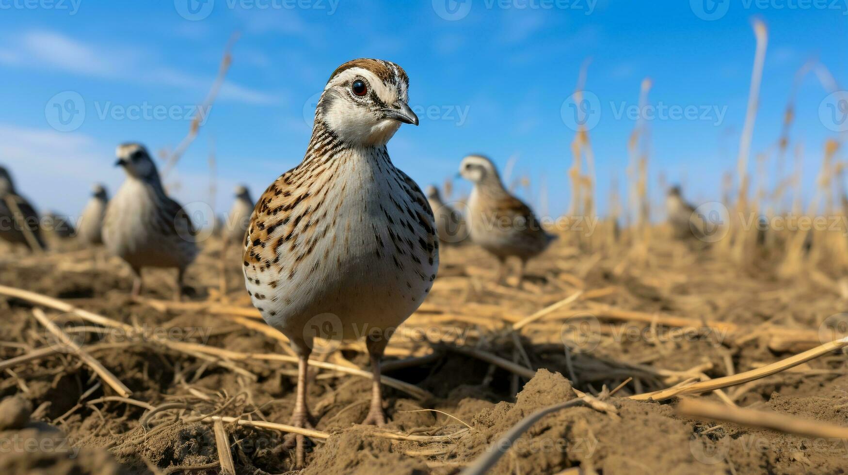 foto de un codorniz en el tierras de cultivo generativo ai