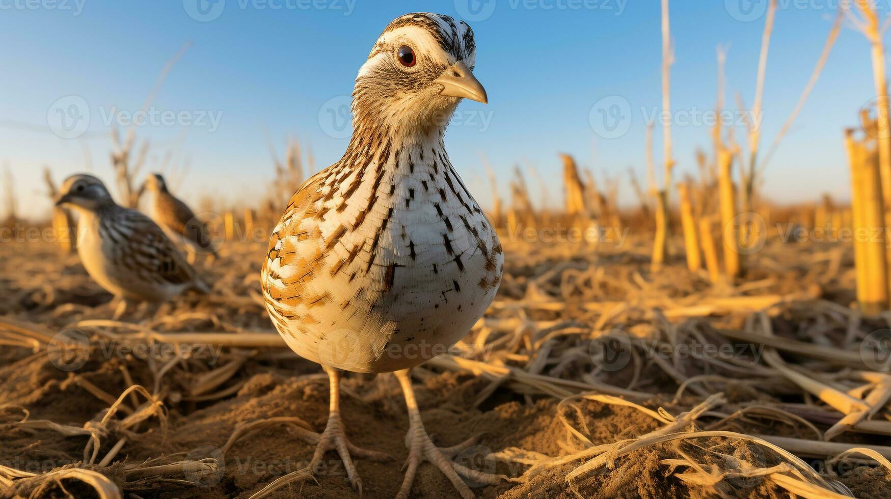 Photo of a Quail in the Farmland. Generative AI