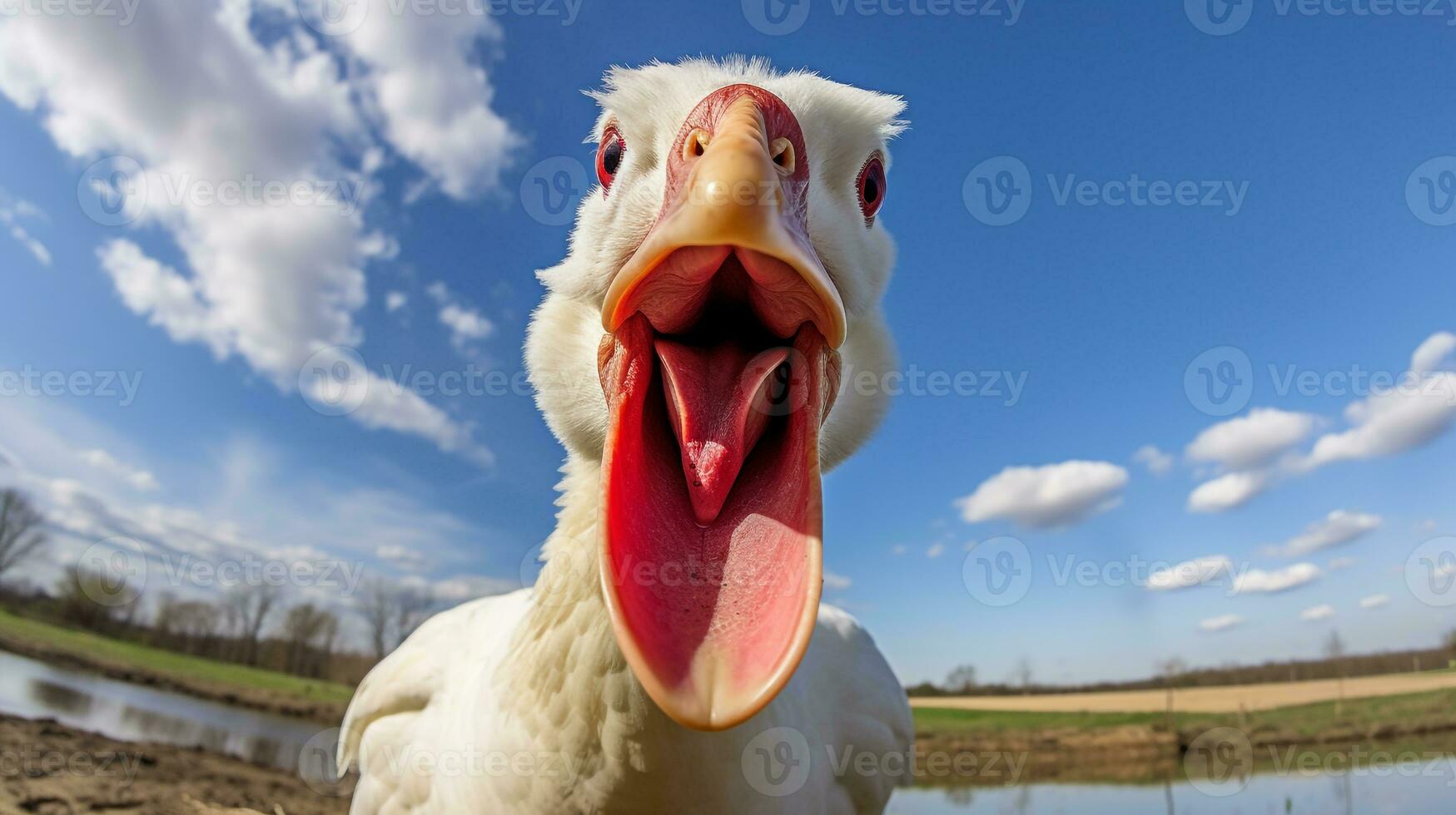 Photo of a Muscovy Duck in the Farmland. Generative AI