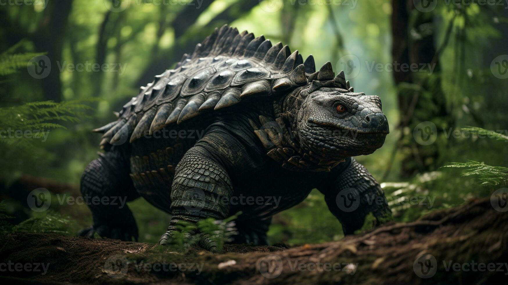 Photo of Ankylosaurus Rex in the Jungle. Generative AI
