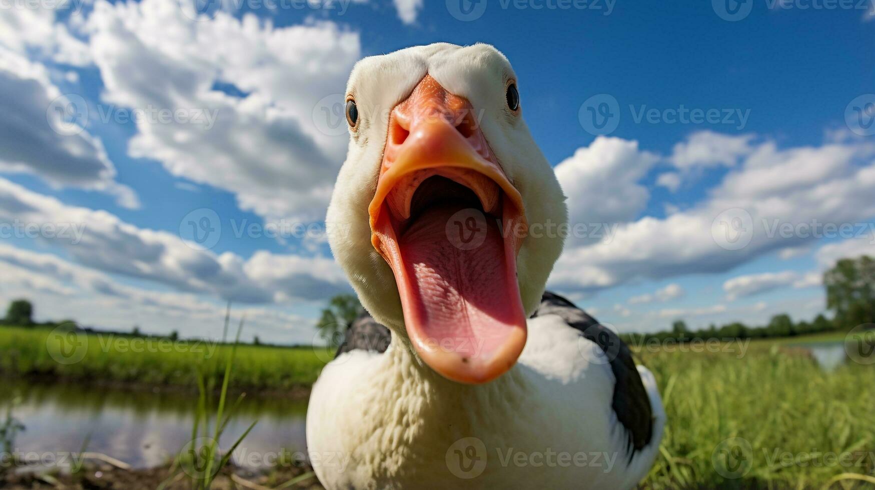 Photo of a Muscovy Duck in the Farmland. Generative AI