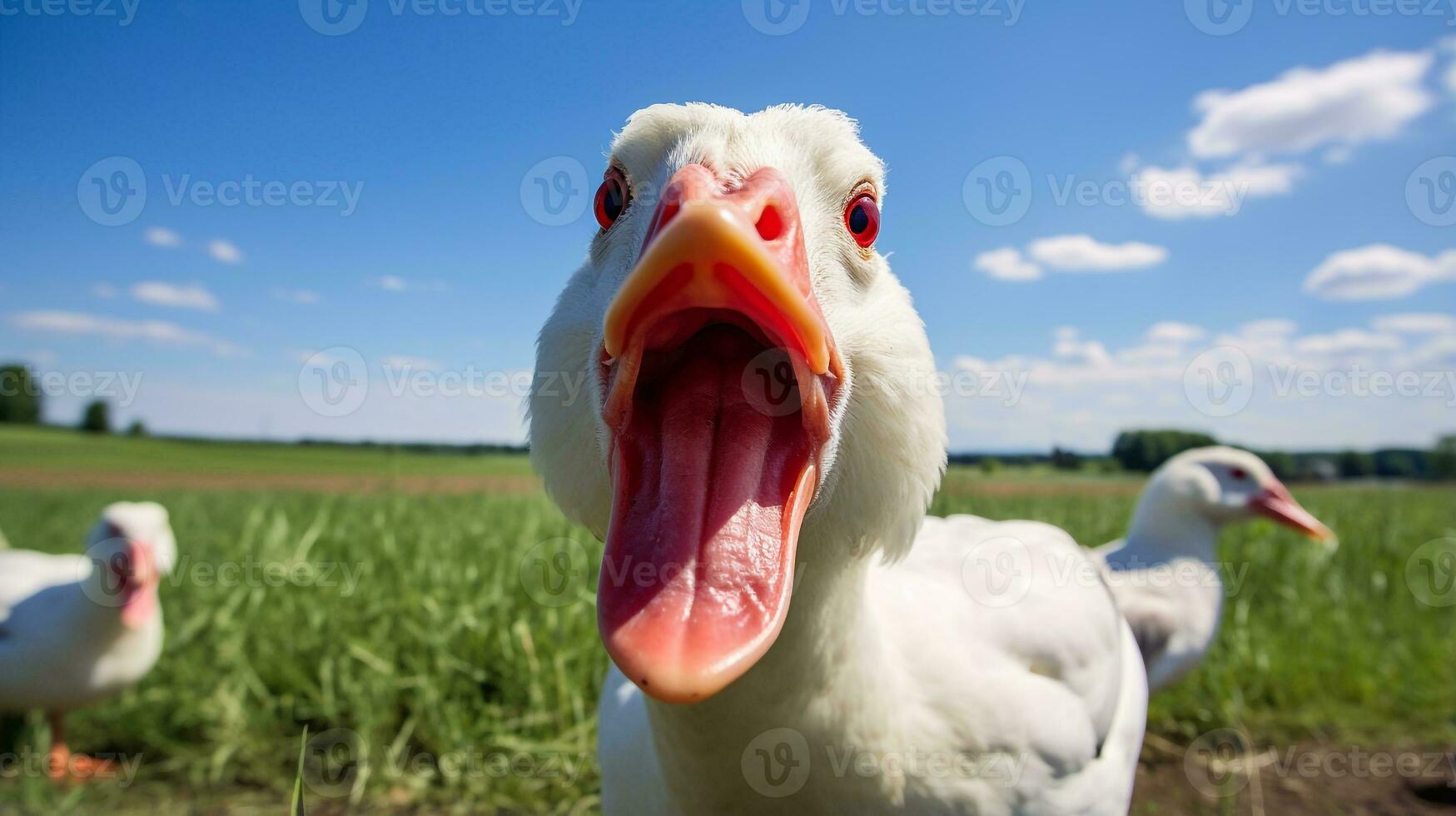 Photo of a Muscovy Duck in the Farmland. Generative AI