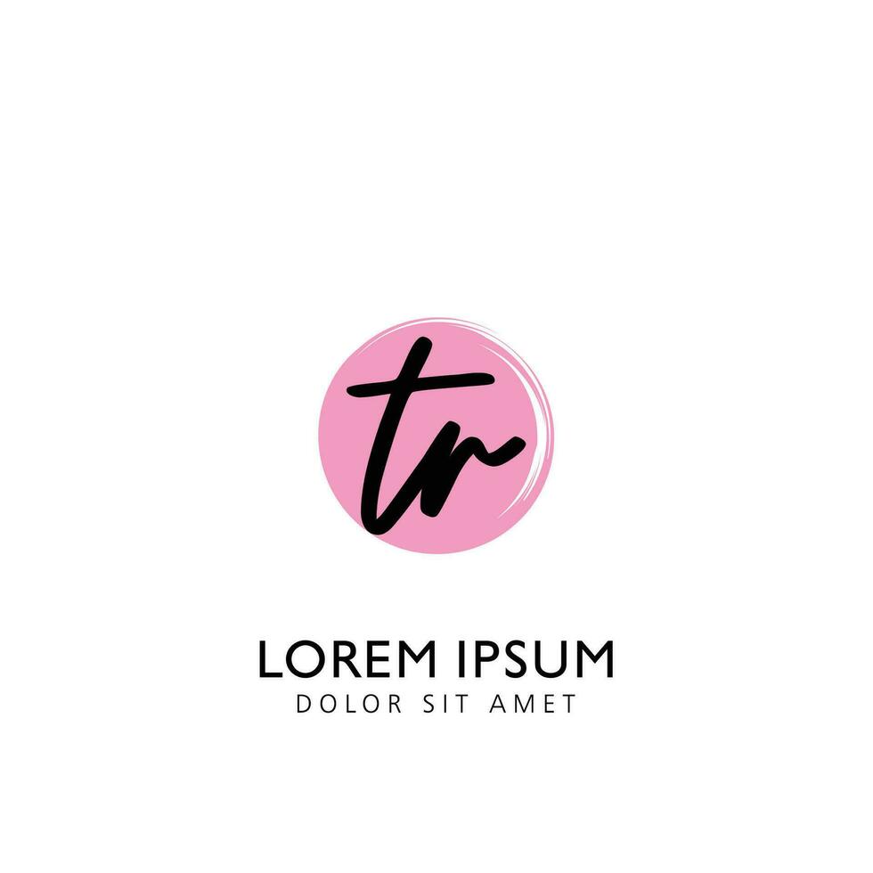 TR Initial Handwriting Circle Brush Template Design vector