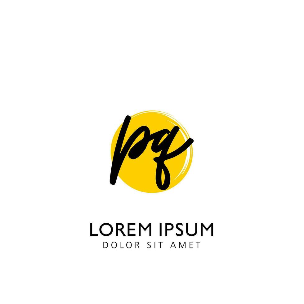 PQ Initial Handwriting Circle Brush Template Design vector
