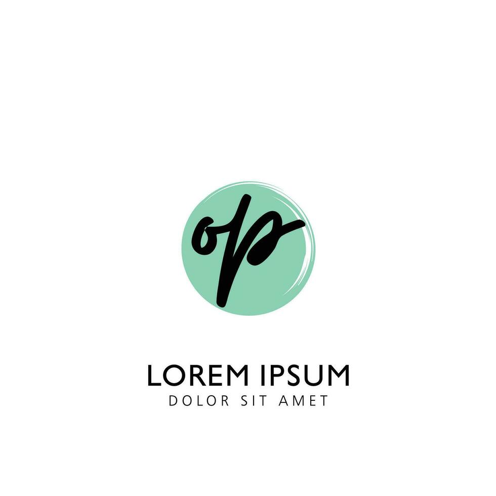 OP Initial Handwriting Circle Brush Template Design vector
