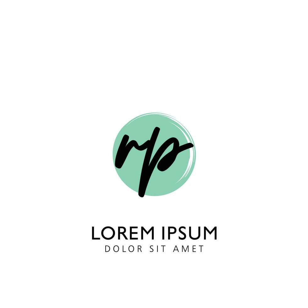 RP Initial Handwriting Circle Brush Template Design vector