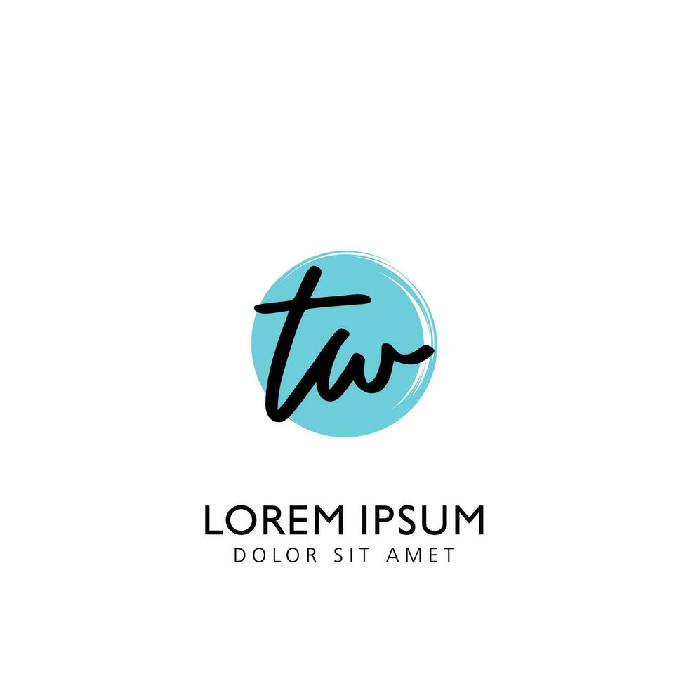 TW Initial Handwriting Circle Brush Template Design vector