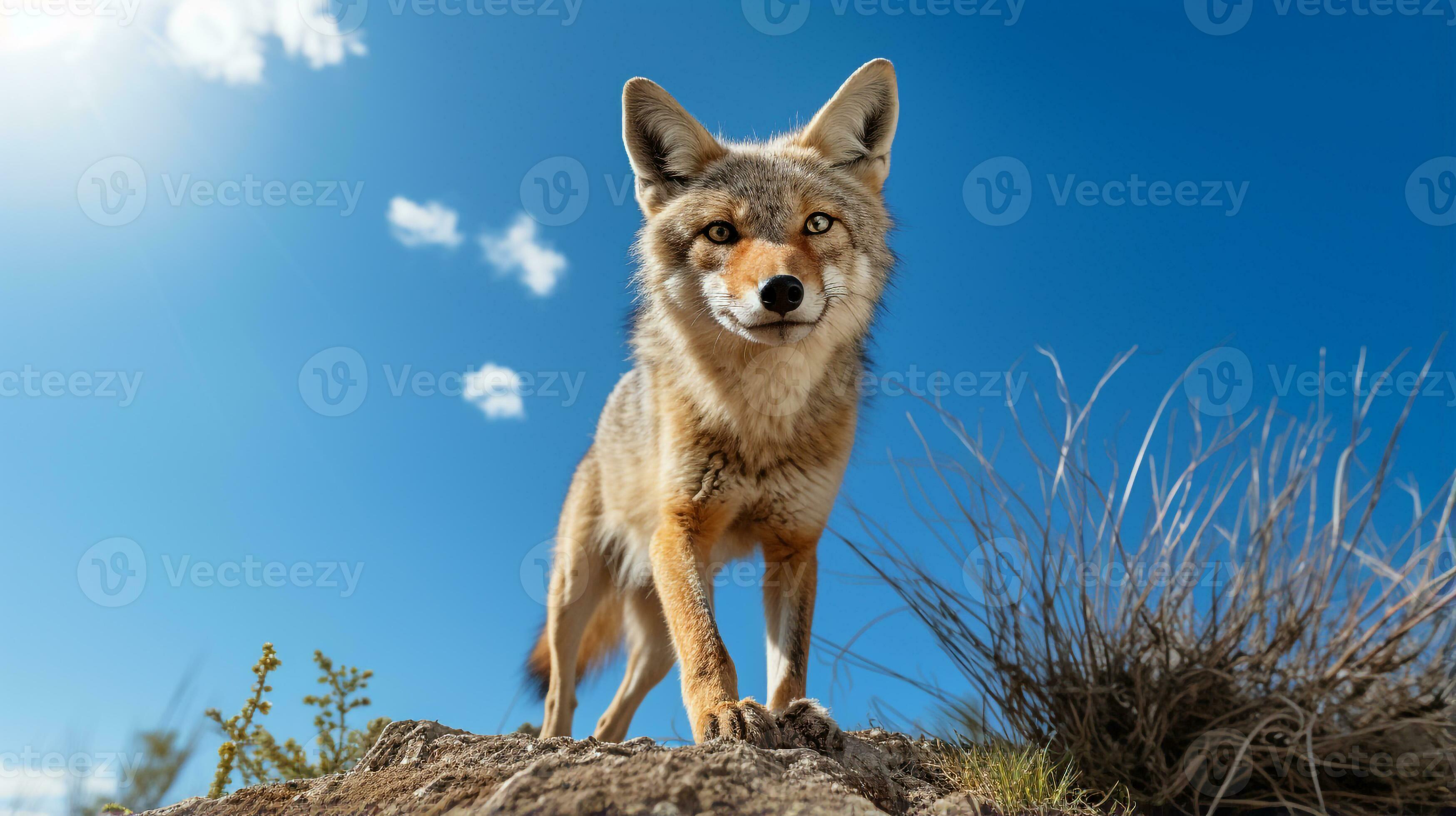 Photo of a Jackal under Blue Sky. Generative AI 29259534 Stock Photo at