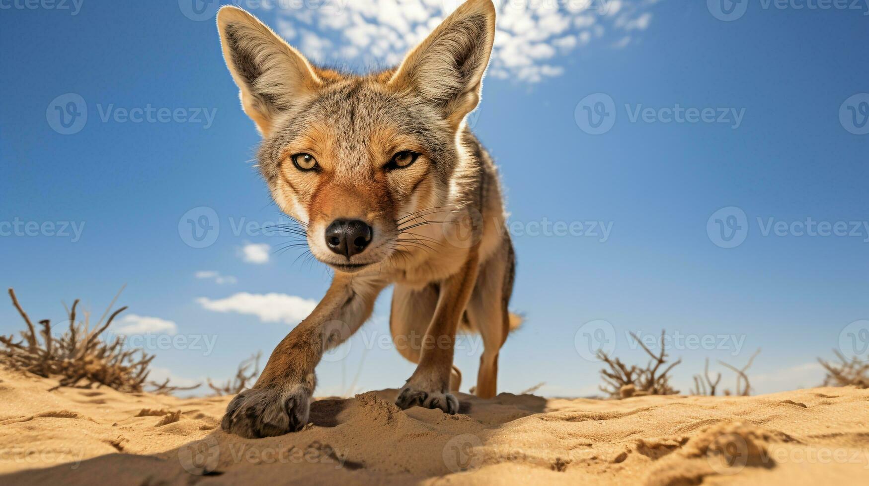 Photo of a Jackal under Blue Sky. Generative AI 29259555 Stock Photo at