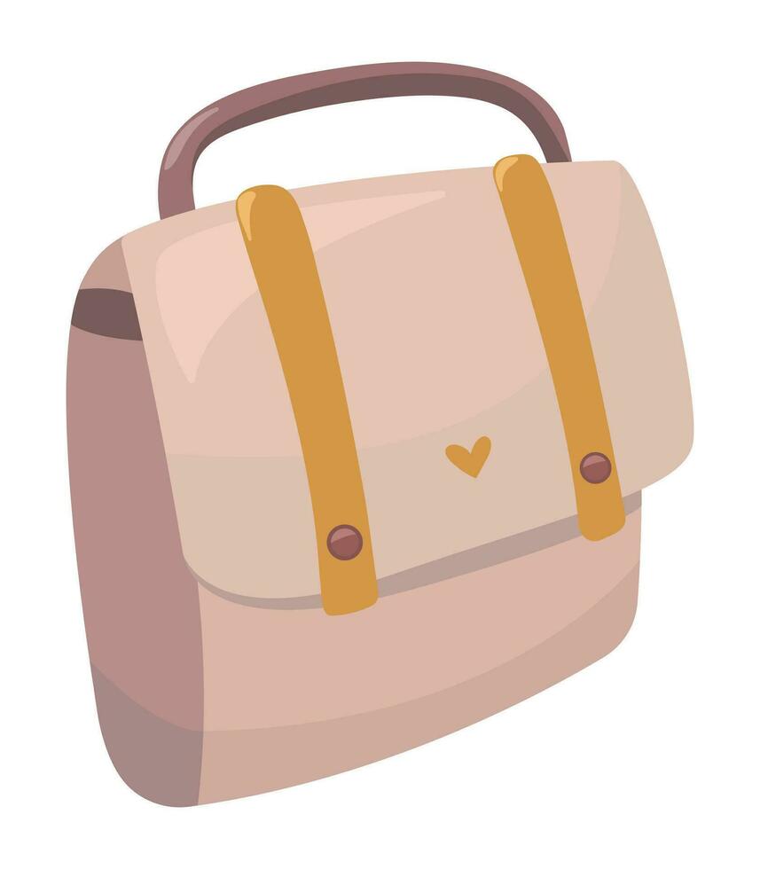 Elegant beige suitcase, luggage bag in bogo style, color vector illustration