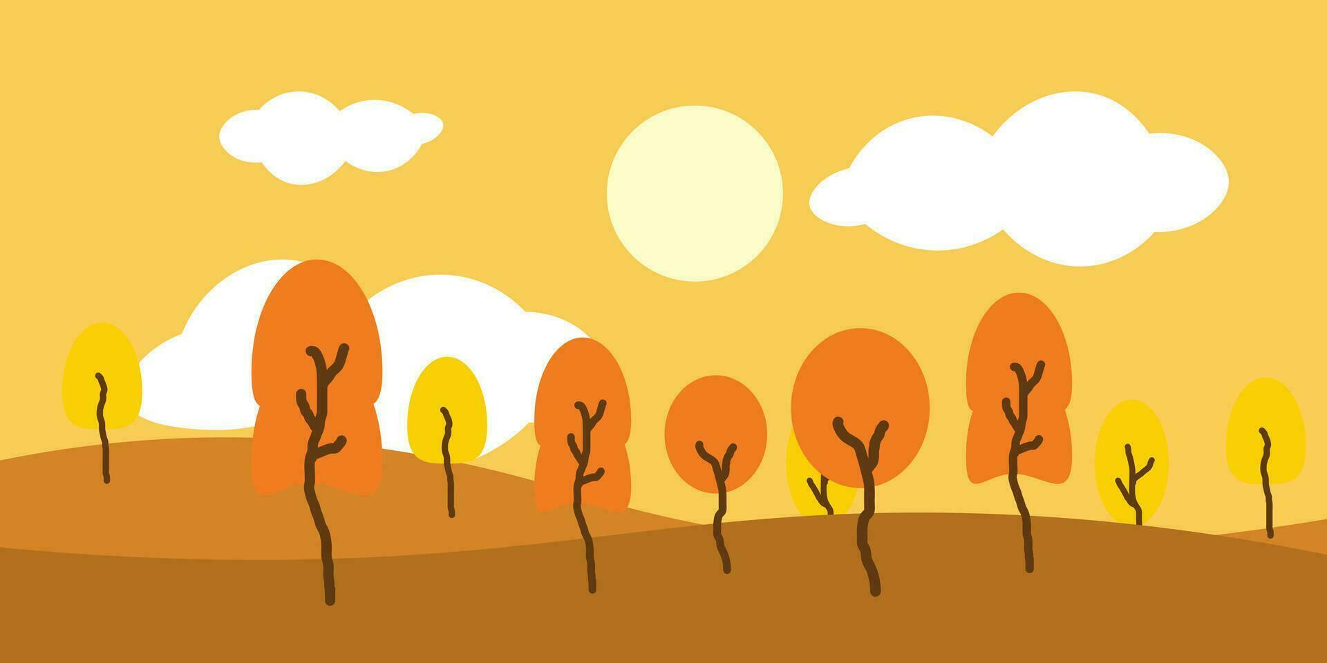 Landscape illustration design with an autumn theme vector