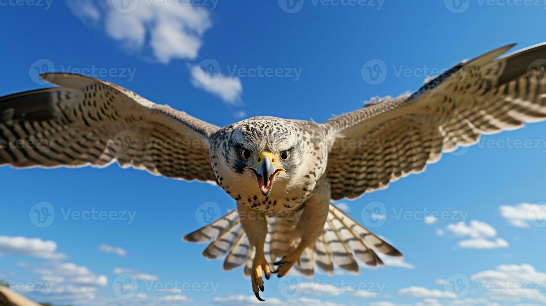 foto de un halcón debajo azul cielo. generativo ai