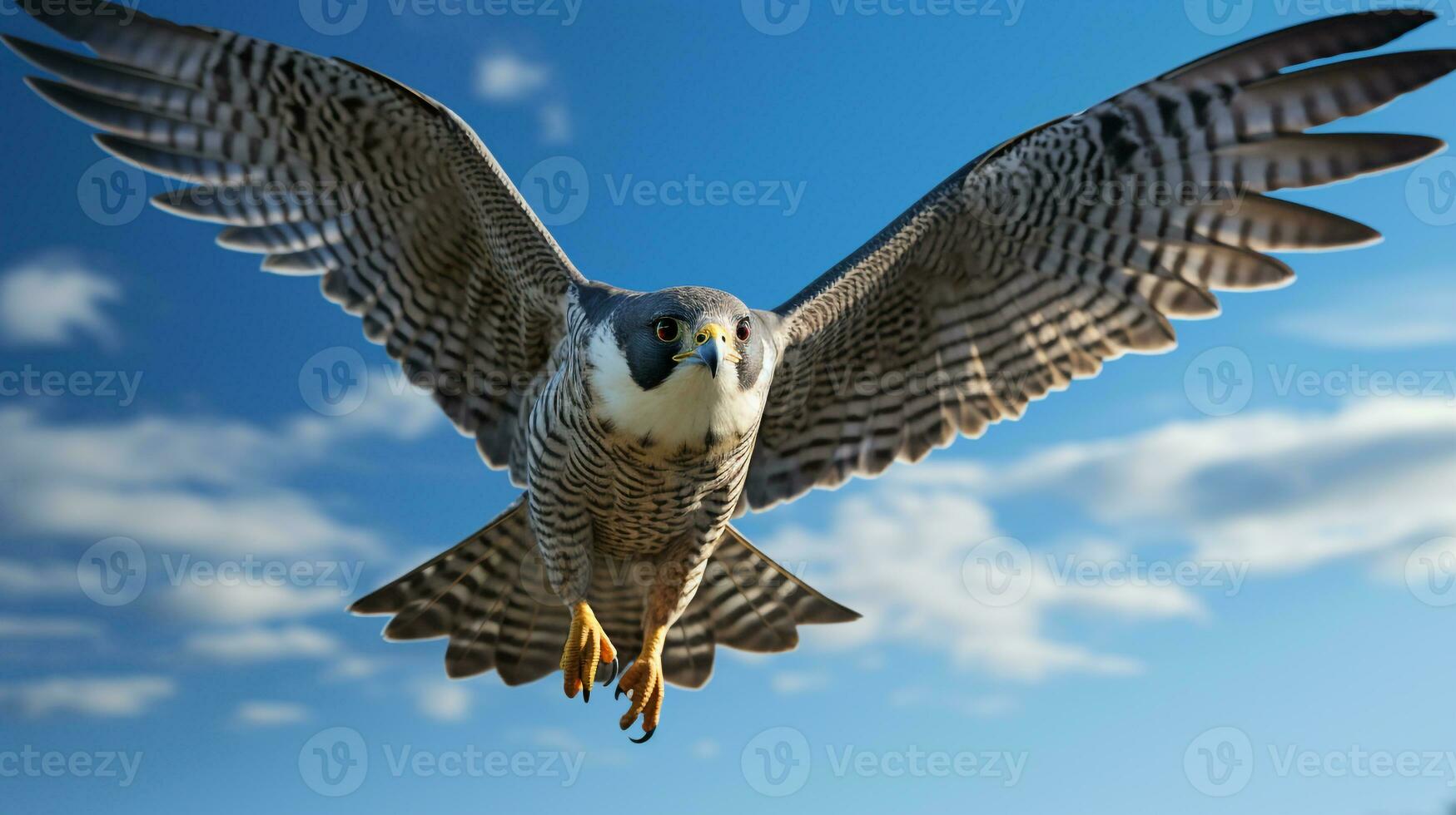 Photo of a Falcon under Blue Sky. Generative AI