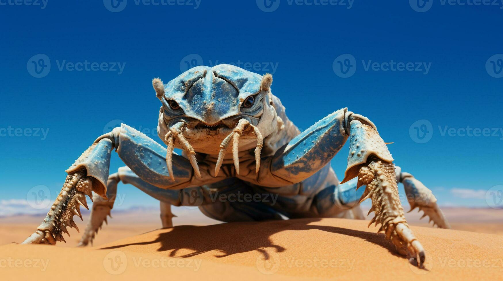 Photo of a Desert Scorpion in a Desert with blue sky Generative AI Biology Diagrams