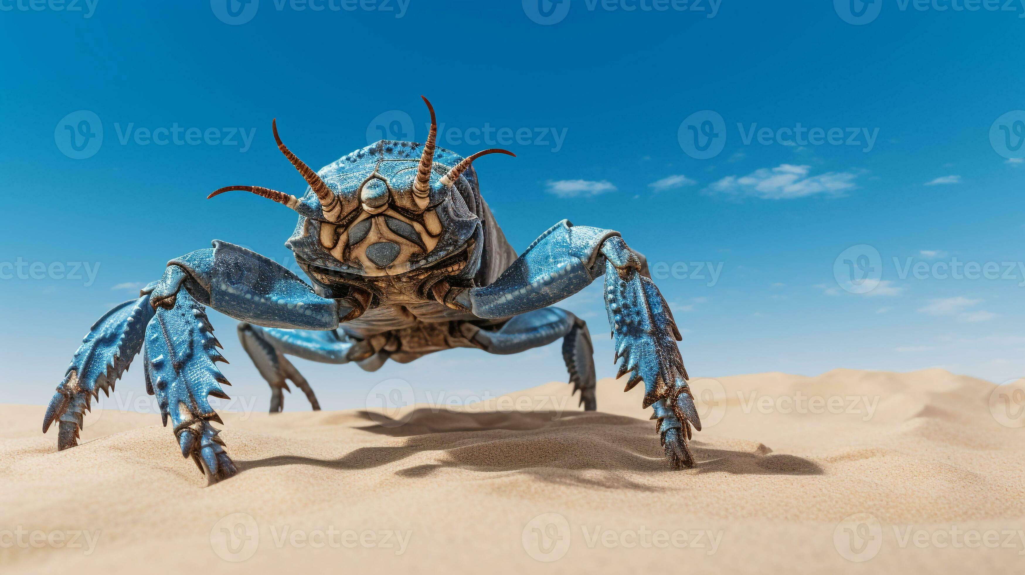 Photo of a Desert Scorpion in a Desert with blue sky. Generative AI ... Biology Diagrams