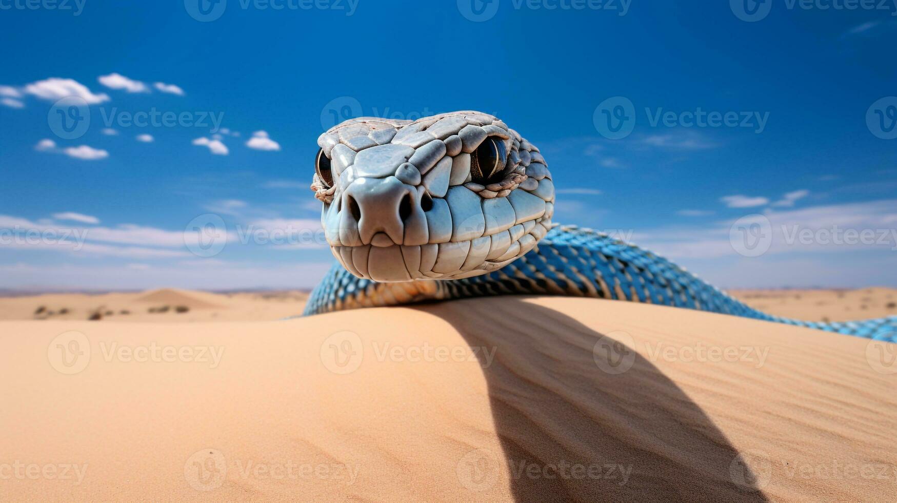 Photo of a Cobra under Blue Sky. Generative AI