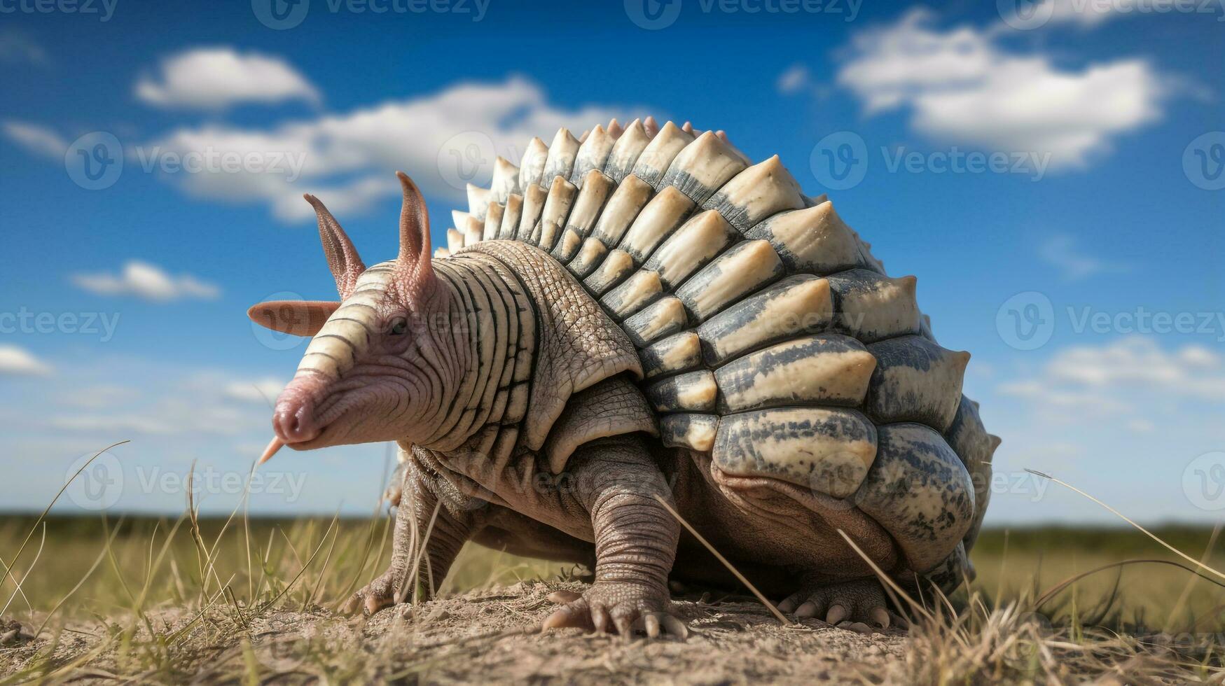 Photo of a Armadillo under Blue Sky. Generative AI