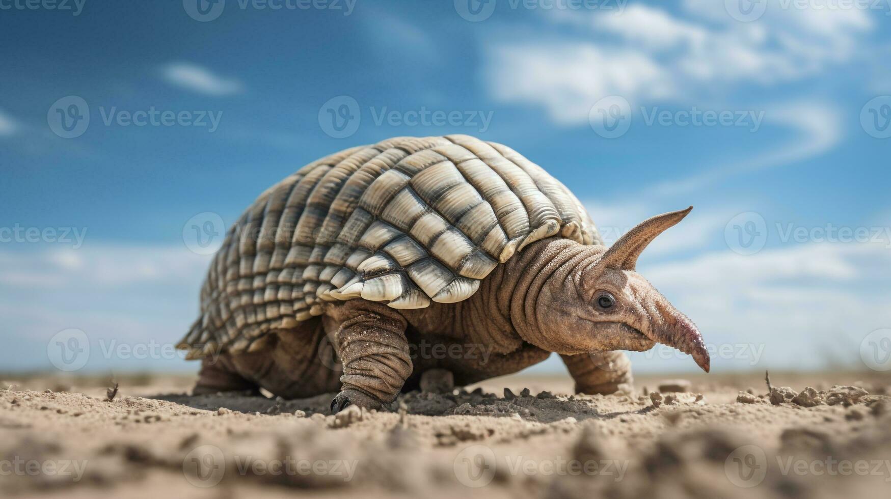 Photo of a Armadillo under Blue Sky. Generative AI