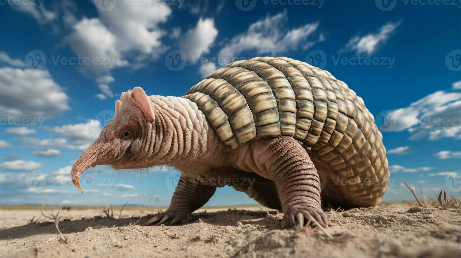 Photo of a Armadillo under Blue Sky. Generative AI