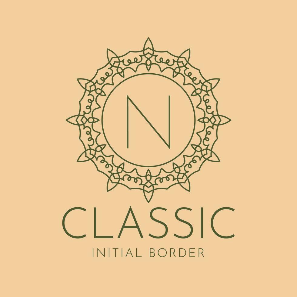 letter N classic circular border vector logo design