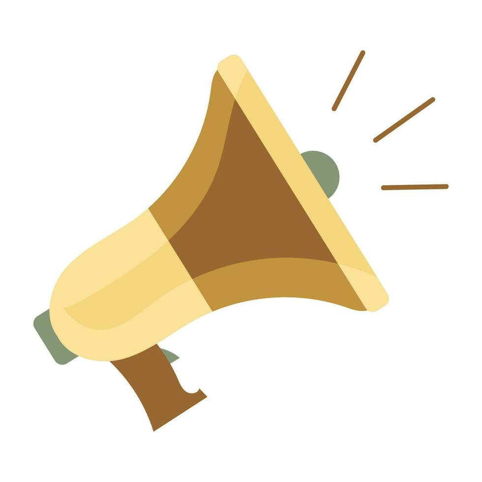 Yellow megaphone isolated. Close up breaking news metaphor, disclosure of information concept. vector
