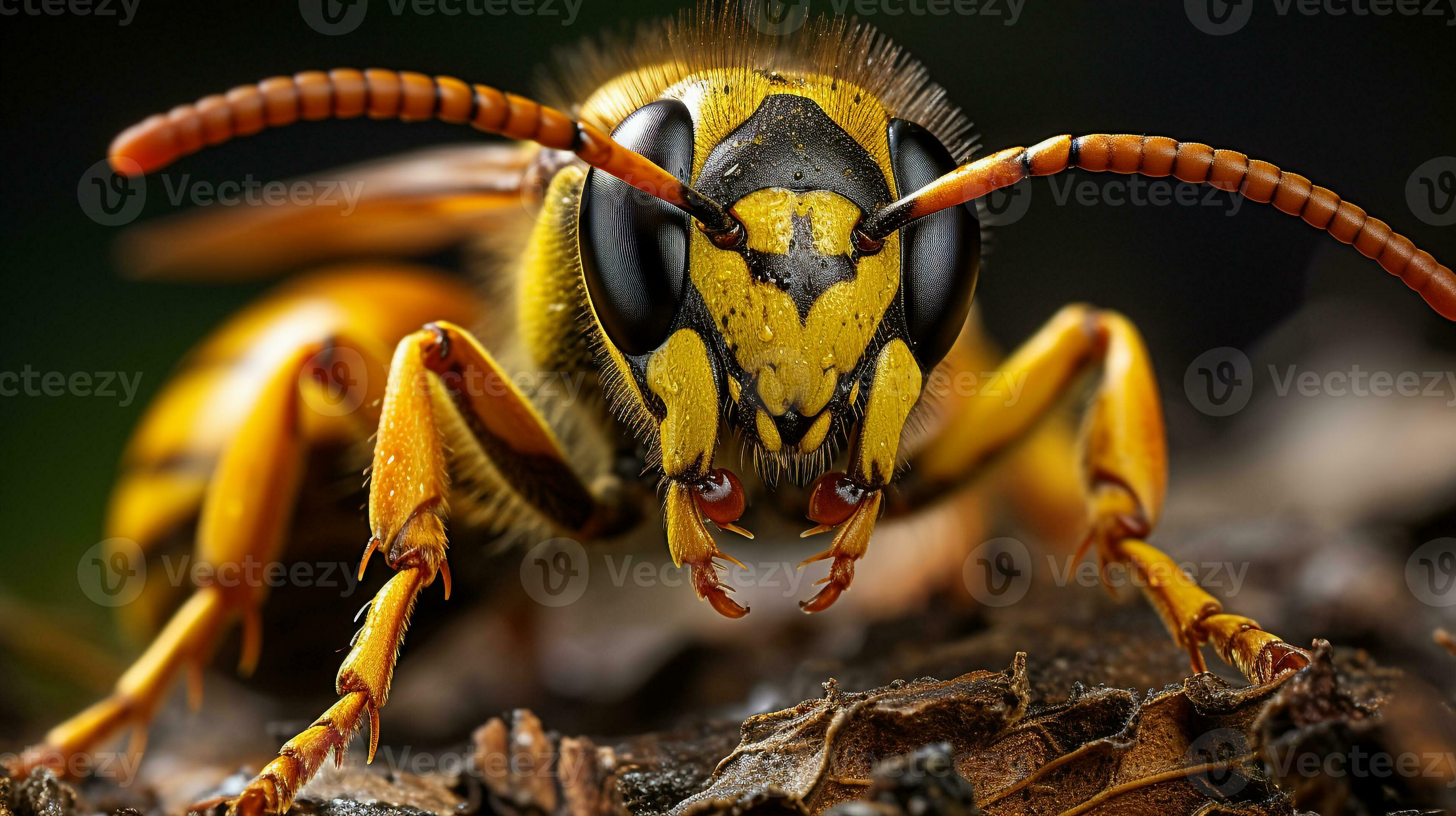 Closeup photo of a Yellow jacket wasp looking any direction