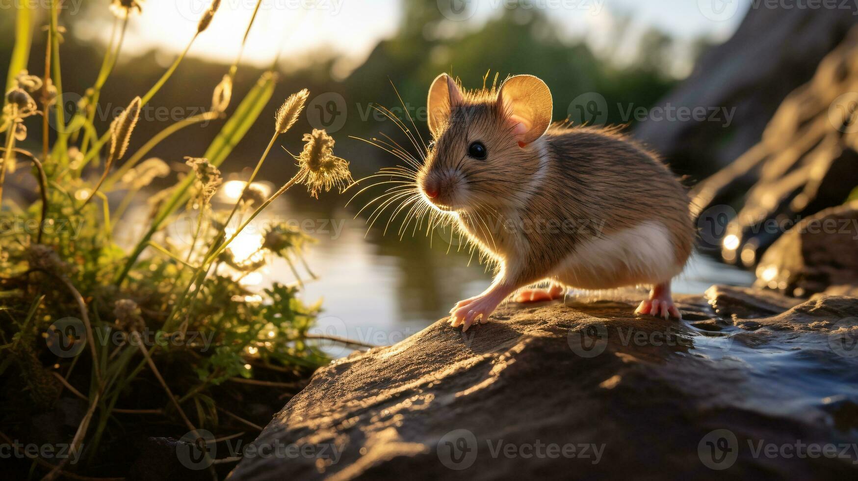 Close-up photo of a Spiny Mouse looking in their habitat. Generative AI